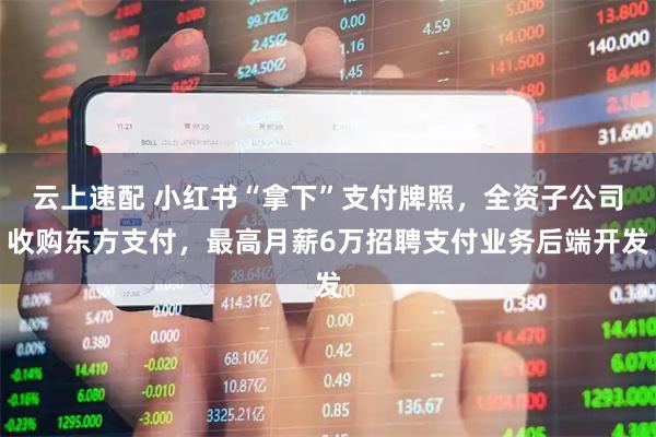云上速配 小红书“拿下”支付牌照，全资子公司收购东方支付，最高月薪6万招聘支付业务后端开发