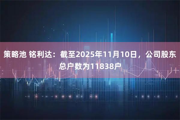 策略池 铭利达：截至2025年11月10日，公司股东总户数为11838户